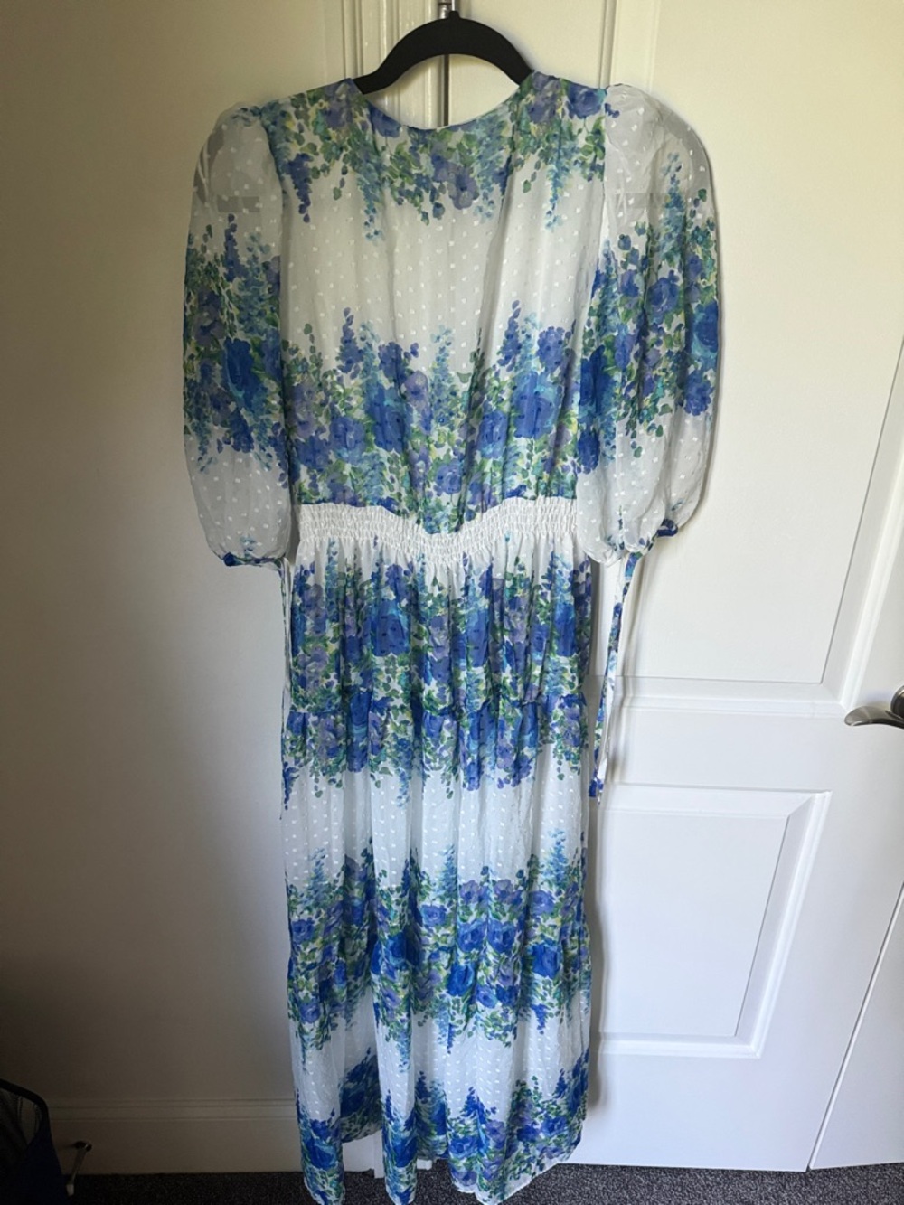 Taylor White Maxi Dress with Blue & Green Floral Print - Picture 5 of 5